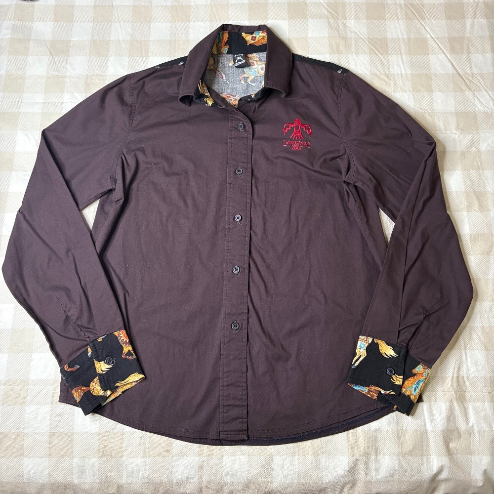 THUNDERBIRD BRAND Womens Long Sleeve Horse Button Down